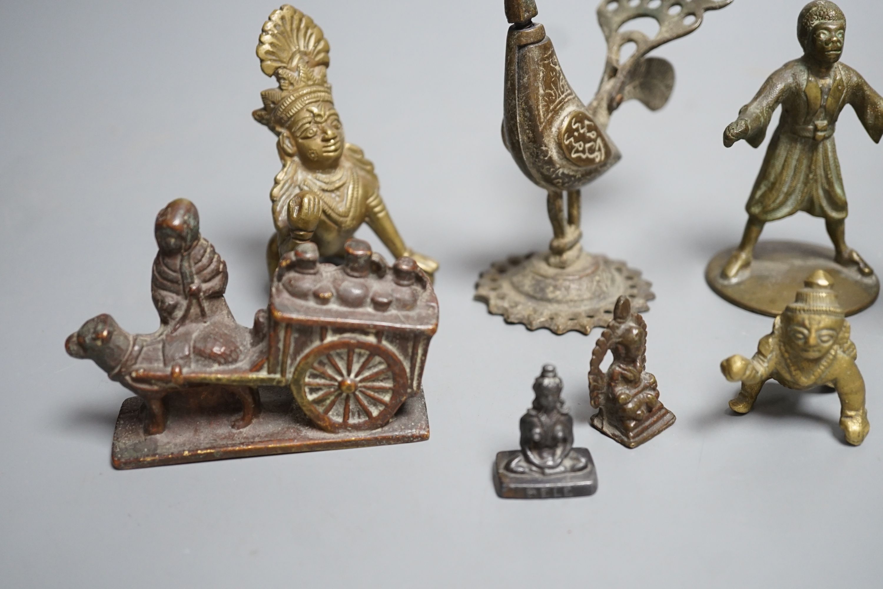 A group of Indian and Himalayan bronze and brass figures, Tallest 12 cm